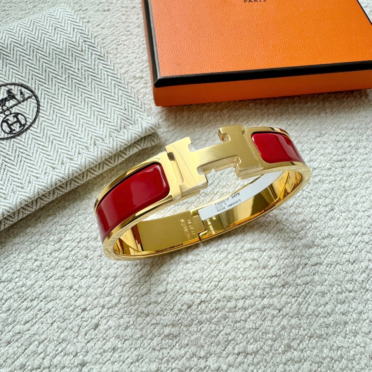 Hermès Clic H Bracelet Rouge Amarante Gold Hardware