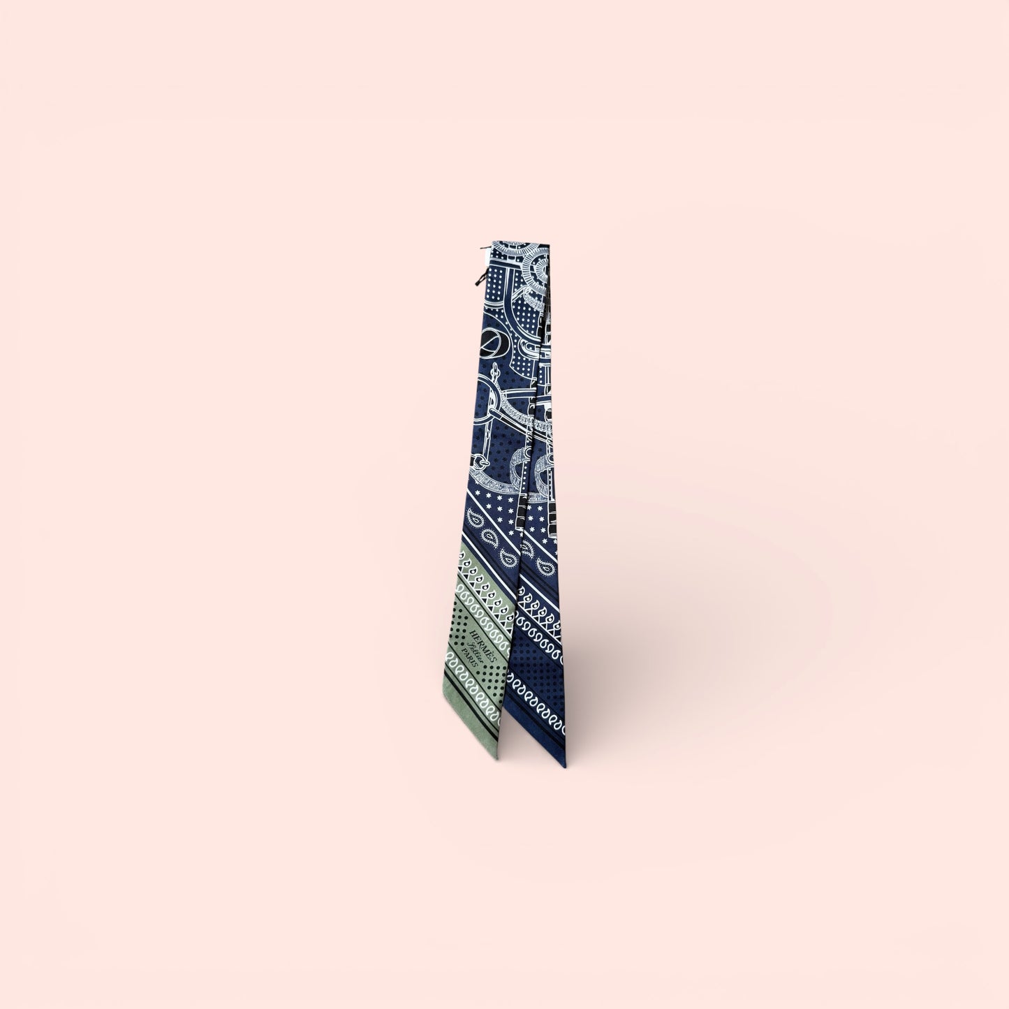 Hermès Twilly Eperon d'Or Bandana Navy / Green