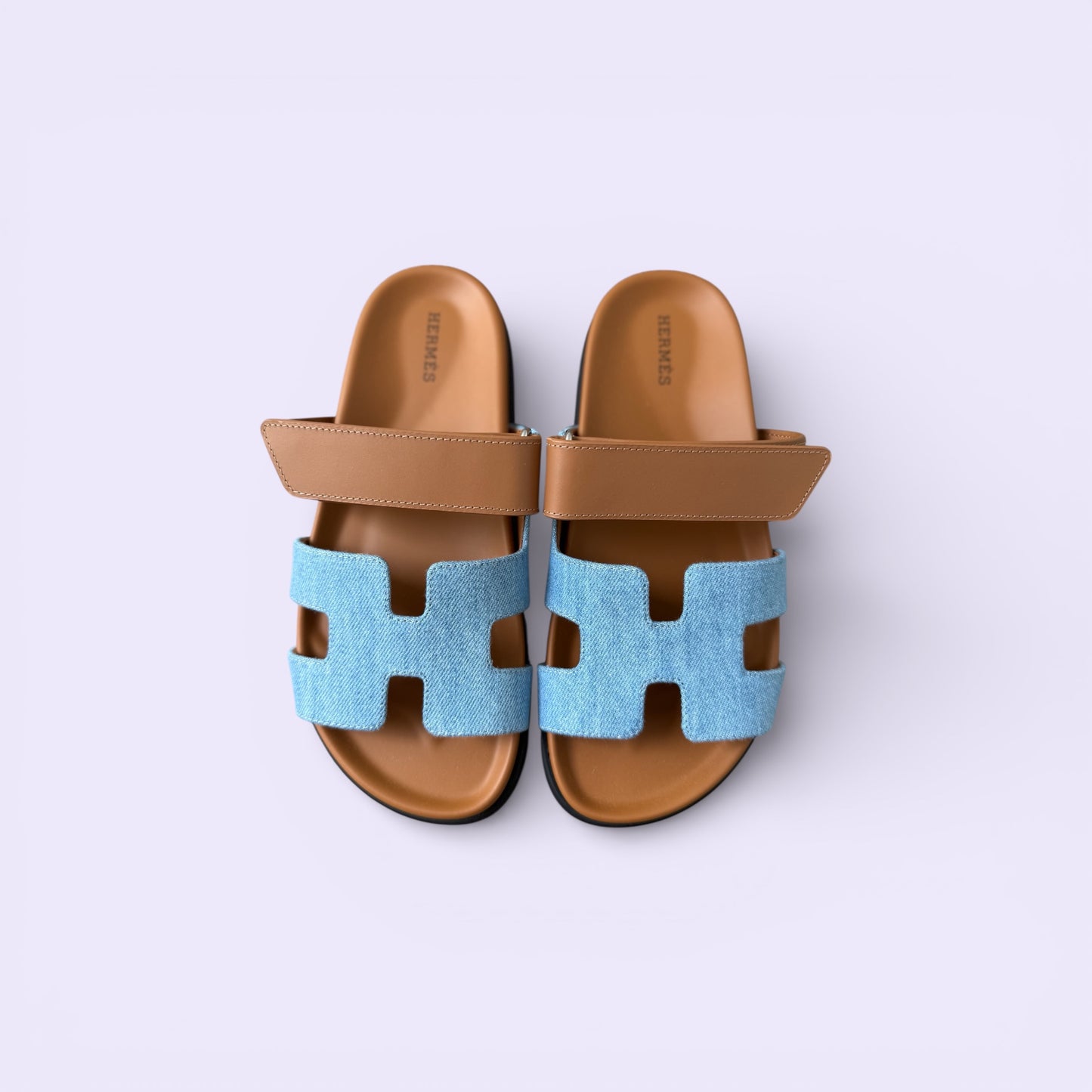 Hermès Chypre Sandals Women Blue Clair / Natural