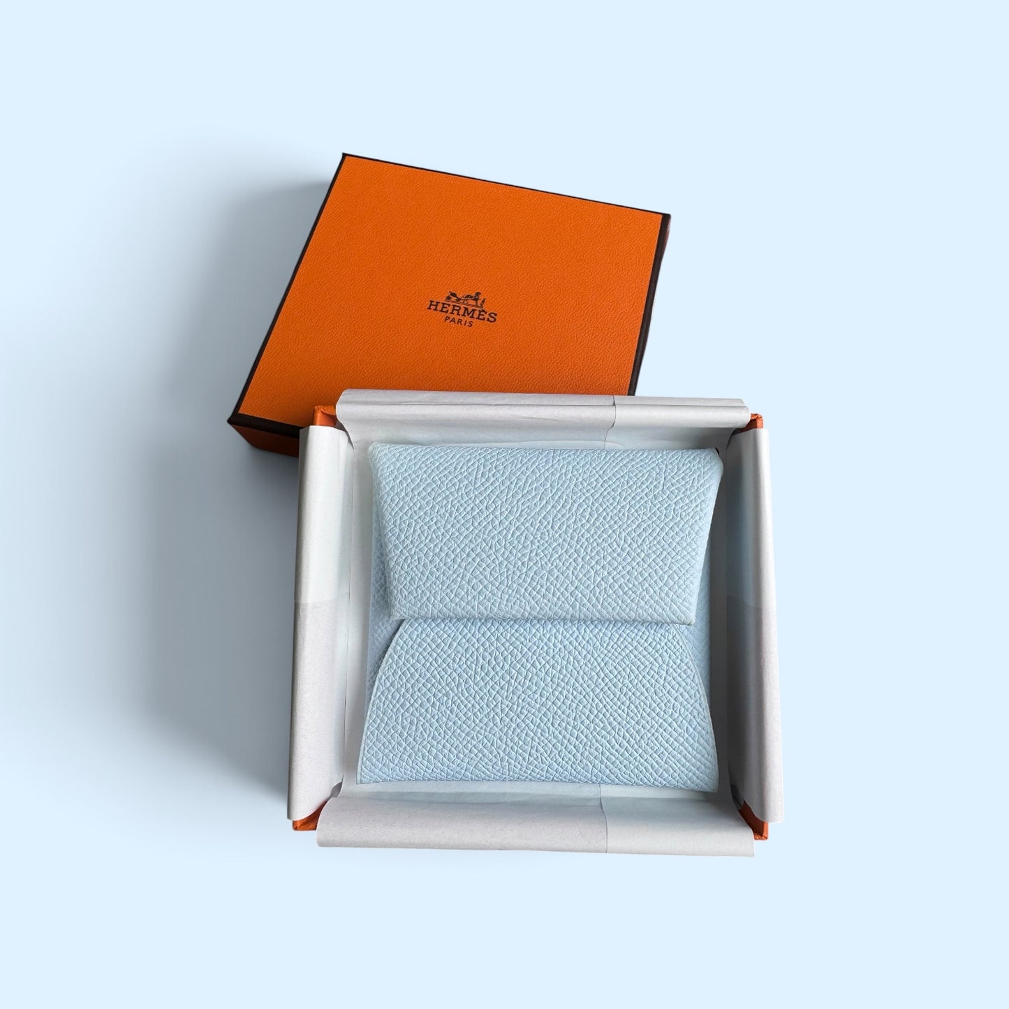 Hermès Bastia Change Purse Blue Brume Epsom