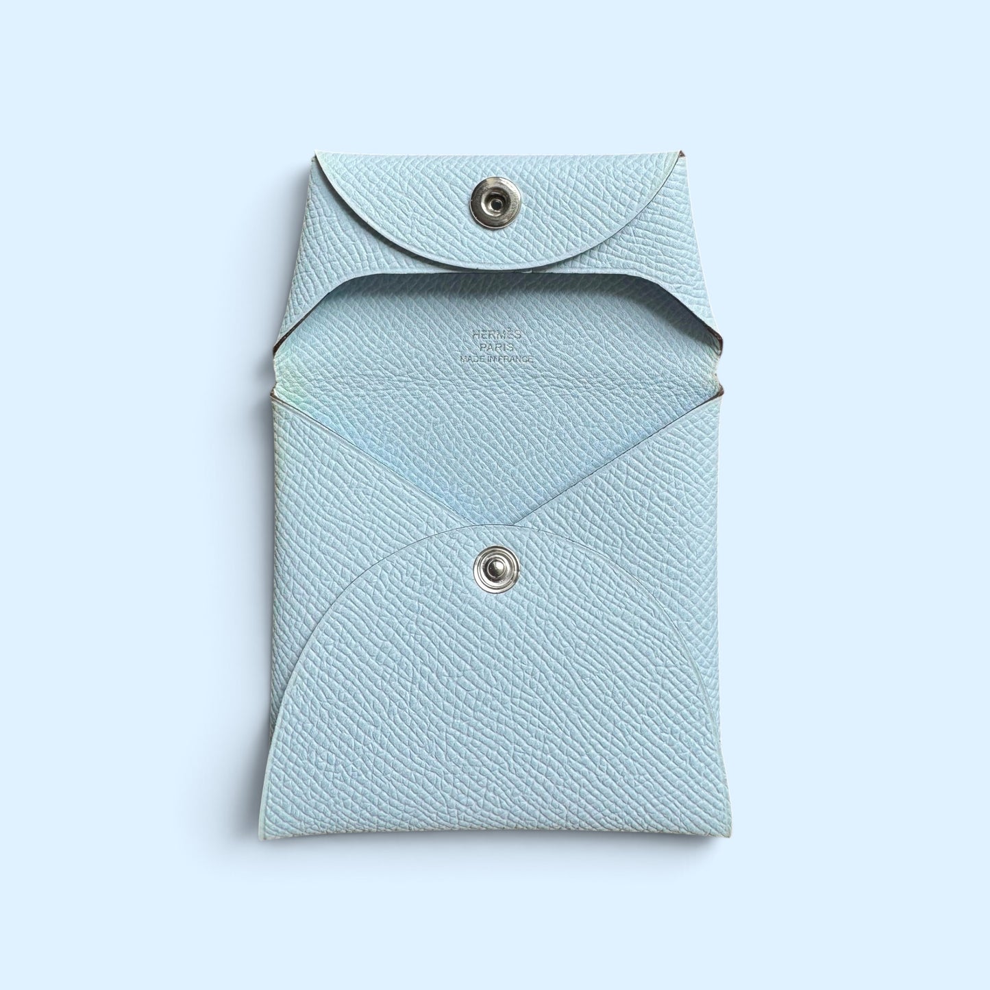 Hermès Bastia Change Purse Blue Brume Epsom