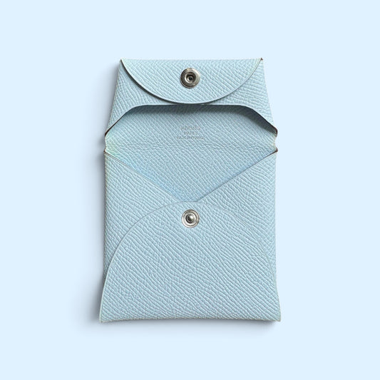 Hermès Bastia Change Purse Blue Brume Epsom