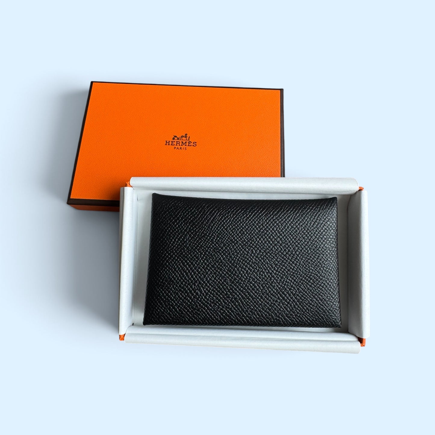 Hermès Calvi Card holder Black Epsom