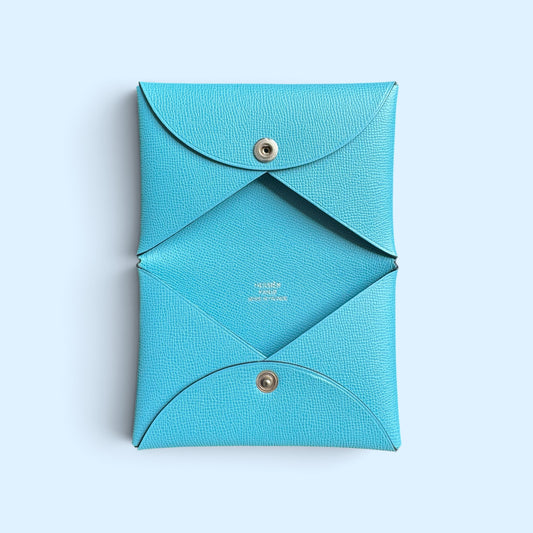 Hermès Calvi Card holder Bleu du Nord Madame