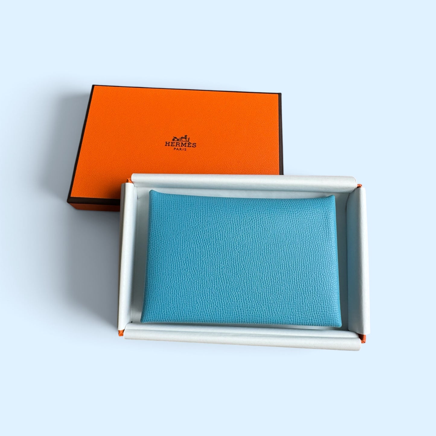 Hermès Calvi Card holder Bleu du Nord Madame