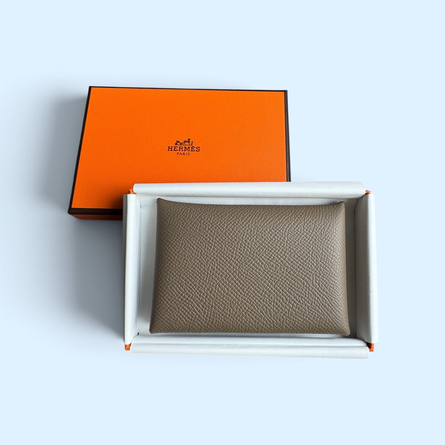 Hermès Calvi Card holder Etoupe Epsom