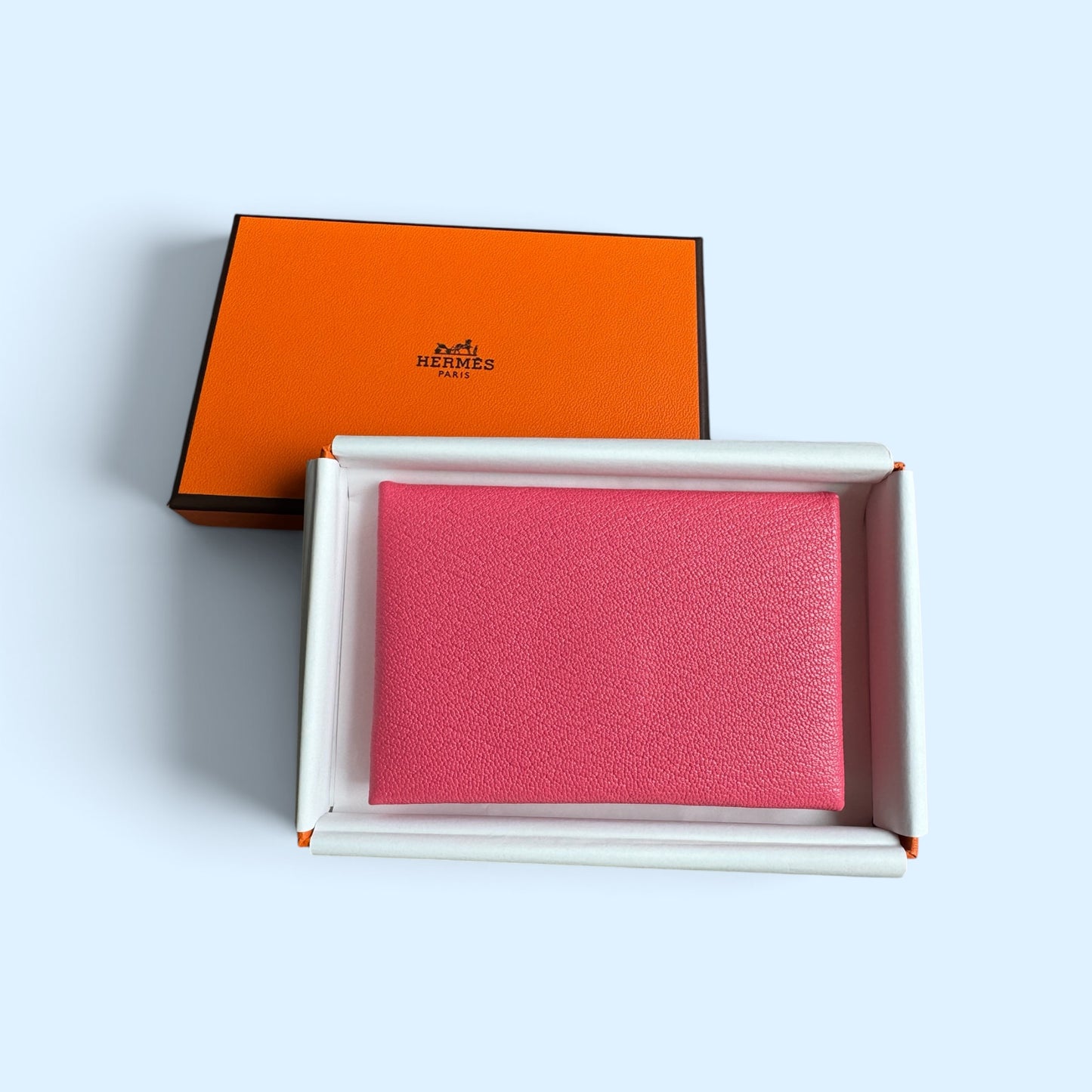 Hermès Calvi Card holder Rose Lipstick Chevre