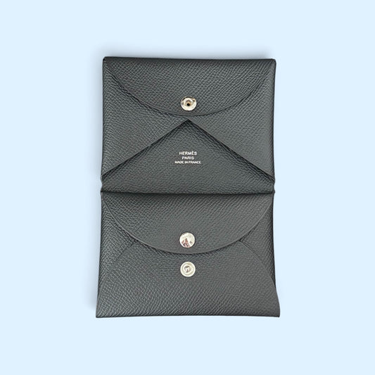 Hermès Calvi DUO Compact Card holder Black Epsom