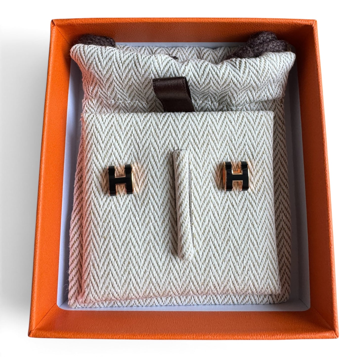 Hermès Mini Pop H Earrings Black RGHW