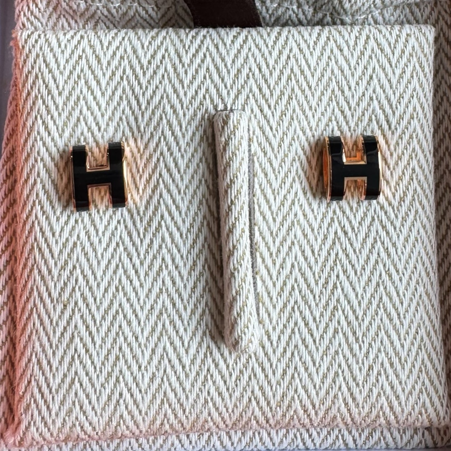 Hermès Mini Pop H Earrings Black RGHW