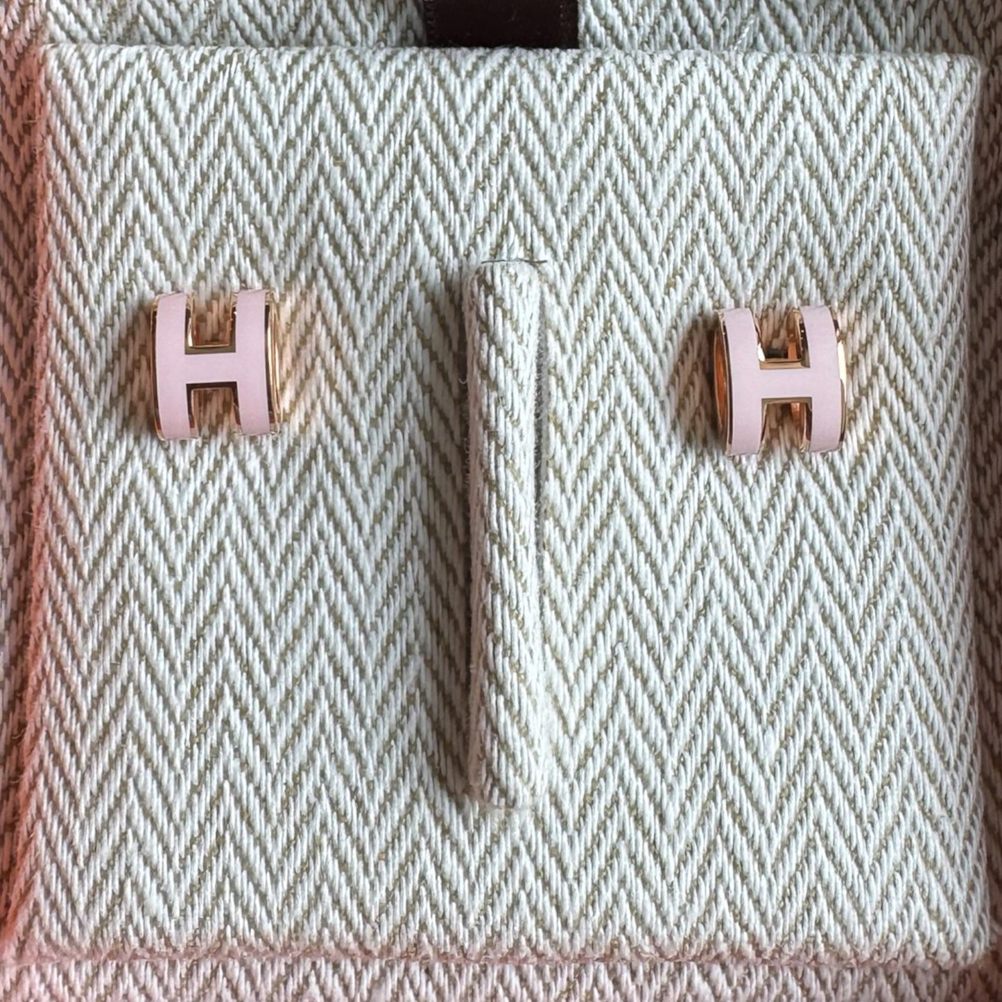 Hermès Mini Pop H Earrings Rose Candeur GHW