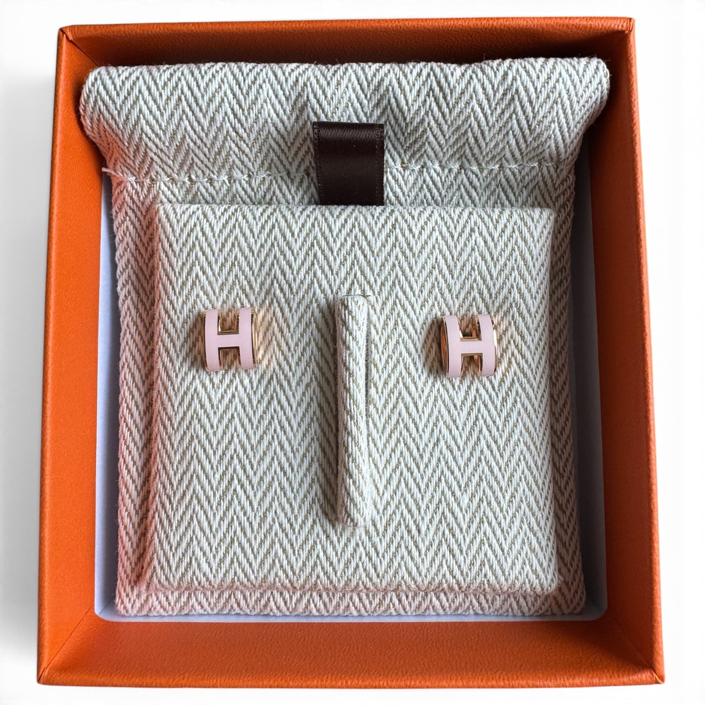 Hermès Mini Pop H Earrings Rose Candeur GHW