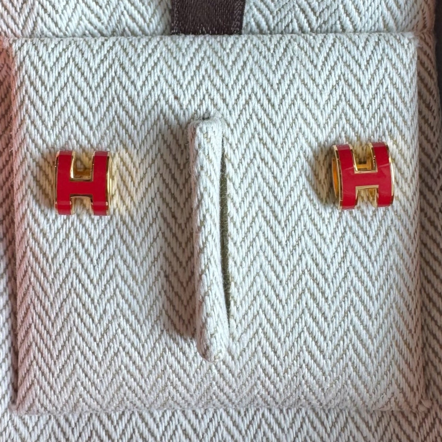 Hermès Mini Pop H Earrings Rouge Vif GHW