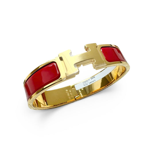 Hermès Clic H Bracelet Rouge Amarante Gold Hardware