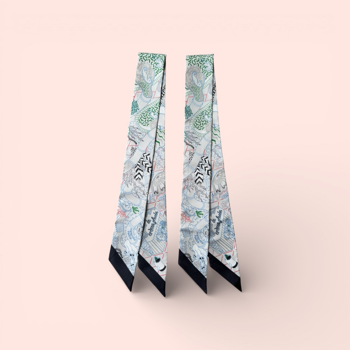 Hermès Twilly Splash Park Gris Perle / Vert / Noir