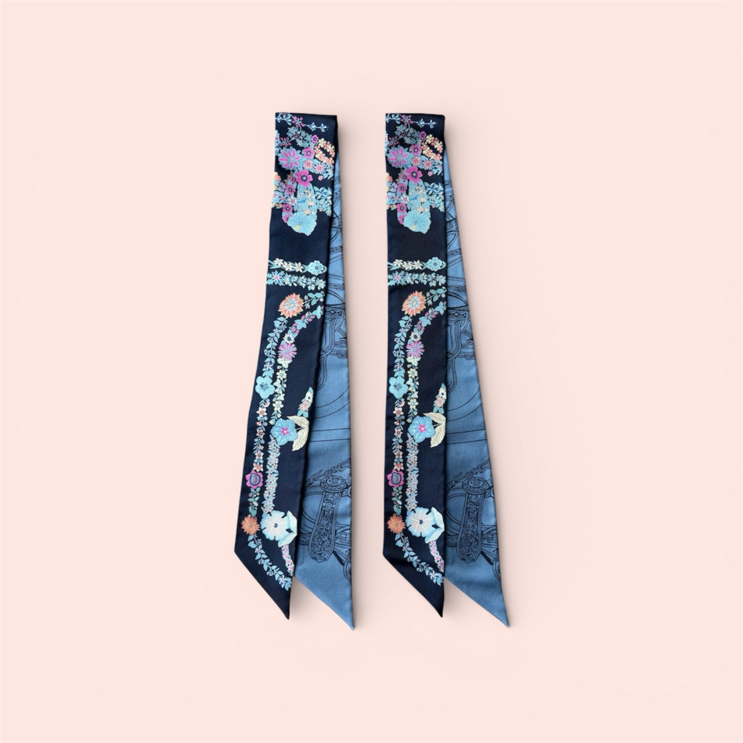 Hermès Twilly Brides de Gala En fleurs Marine / Rose / Blue Jean